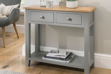 Chester Oak Painted Grey - 2 Console Table 85cm Wide| Moles Breath Grey