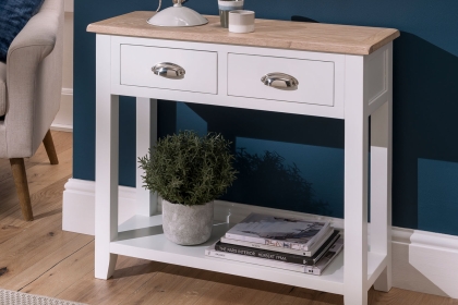 Chester Oak Painted White - 2 Console Table 85cm Wide| F&B All White