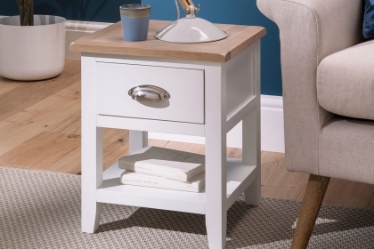 Chester Oak Painted White - Lamp Table 36x40cm| F&B All White