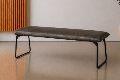 Cooper Leather Low Bench in Grey Cooper Leather Low Bench in Grey