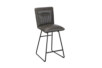 Cooper Grey Leather Bar Chair (Pair)