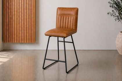 Cooper Tan Leather Bar Chair (Pair)