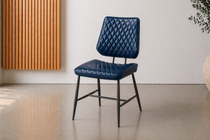 Dalton Quilted Blue Dining Chair (Pair) Dalton Quilted Blue Dining Chair (Pair)