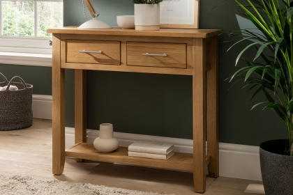 Chester Oak 2 Drawers Console Table 85cm Wide