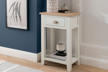 Chester Oak Painted White - 1 Drawer Console Table 50cm Wide| F&B All White