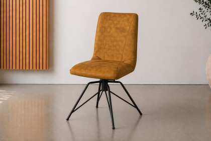 Lola Swivel Velvet Gold Yellow Dining Chair (Pair)
