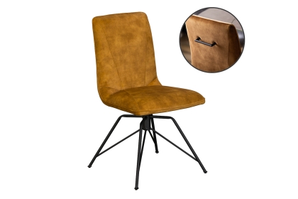 Lola Swivel Velvet Gold Yellow Dining Chair (Pair)