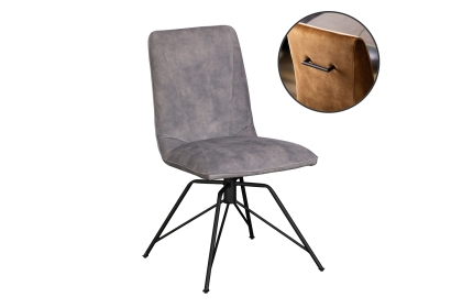 Lola Swivel Velvet Grey Dining Chair (Pair)
