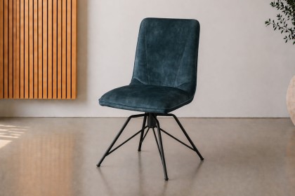 Lola Swivel Velvet Teal Blue Dining Chair (Pair)