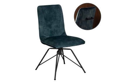 Lola Swivel Velvet Teal Blue Dining Chair (Pair)
