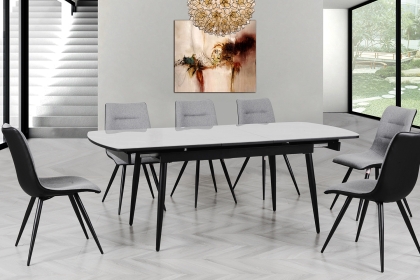 Caira 160cm Automatic Extension Glass Dining Table in Grey
