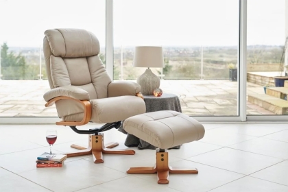 GFA Nice Leather Swivel Chair & Stool