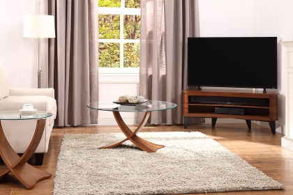 Siena Glass Coffee Table - Walnut