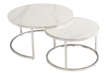 Houston Round Coffee Table Set in Italy White