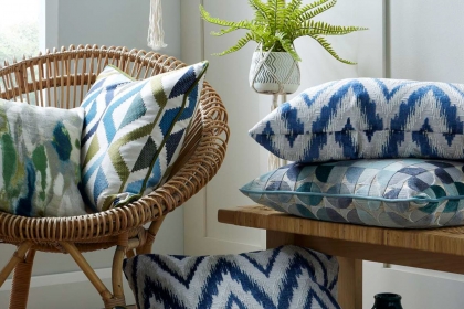 Scatter Cushion in Kilvington Chevron Navy Scatter Cushion in Kilvington Chevron Navy