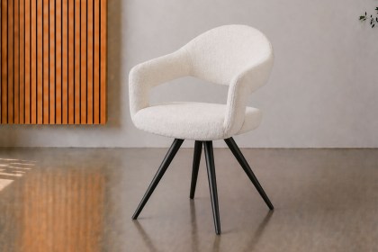 Jasmine Boucle Fabric Misty Grey Dining Chair (Pair)