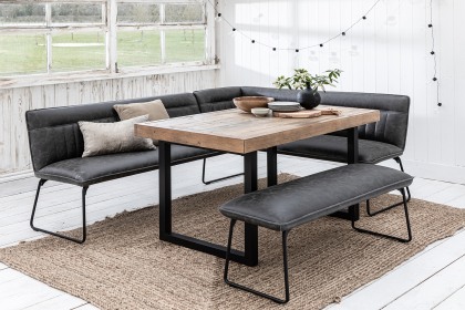 Nixon Reclaimed Wood 135cm Dining Table Set with Cooper Corner Bench & Low Bench in Grey Nixon Reclaimed Wood 135cm Dining Table Set with Cooper Corner Bench & Low Bench in Grey