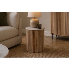 Reed Mango Wood & Marble Lamp Table