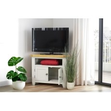 Cotswold Grey Painted Oak Corner TV Stand