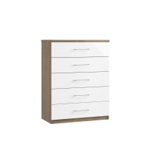 Calgary High-Gloss 5 Drawer Chest of Drawers