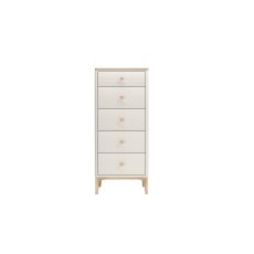 Vida Living Marlow Tall Chest of 5 Drawers in Cashmere Oak and Taupe