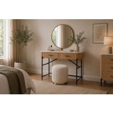 Reed Pleated Boucle Ottoman Stool Reed Pleated Boucle Ottoman Stool