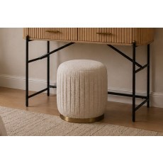 Reed Pleated Boucle Ottoman Stool Reed Pleated Boucle Ottoman Stool