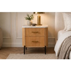 Reed Mango Wood & Marble 2 Drawer Bedside Table Reed Mango Wood & Marble 2 Drawer Bedside Table