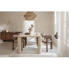 Ida Travertine Stone 150cm Dining Table with Cylindrical Legs Ida Travertine Stone 150cm Dining Table with Cylindrical Legs