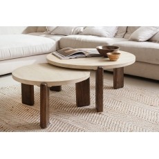 Ida Large Nesting Coffee Table with Travertine Stone Top Ida Large Nesting Coffee Table with Travertine Stone Top
