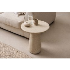 Ida Travertine Stone Lamp Table with Cylindrical Base Ida Travertine Stone Lamp Table with Cylindrical Base