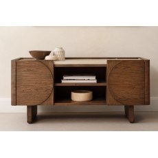Ida Walnut Finish TV Unit with Travertine Stone Top Ida Walnut Finish TV Unit with Travertine Stone Top