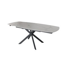 Sintered Stone 140-200cm Twist Extending Dining Table in White Sintered Stone 140-200cm Twist Extending Dining Table in White