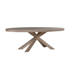 Feltz Smoked Oak 235cm Oval Dining Table Set with 6 Chairs