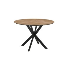 Sadie Industrial 110cm Round Dining Table in Oak Finish