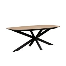 Sadie Industrial 160cm Dining Table in Oak Finish