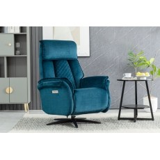 Evo Soft Touch Fabric 360 Swivel Dual Motor Electric Recliner Chair in Ocean Blue