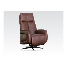 Pablo Leather 360 Swivel Triple Motor Electric Recliner Chair in Dark Brown
