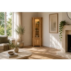 Devon 100% Solid Oak Corner Display Cabinet Devon 100% Solid Oak Corner Display Cabinet