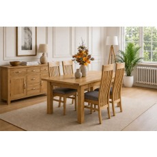 Devon 100% Solid Oak Extending Dining Table & 4 Slatted Back Chairs Devon 100% Solid Oak Extending Dining Table & 4 Slatted Back Chairs