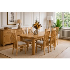 Devon 100% Solid Oak Extending Dining Table & 6 Slatted Back Chairs Devon 100% Solid Oak Extending Dining Table & 6 Slatted Back Chairs