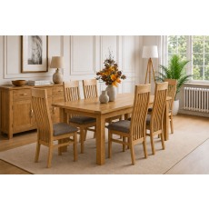 Devon 100% Solid Oak Extending Dining Table & 6 Slatted Back Chairs Devon 100% Solid Oak Extending Dining Table & 6 Slatted Back Chairs