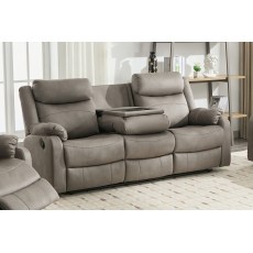 Ellena Soft Grey 3 Seater Recliner Sofa with Table
