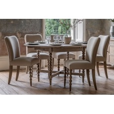 Gallery Direct Artisan Limewash Oak Extending Round Dining Table with Bobbin Detail Gallery Direct Artisan Limewash Oak Extending Round Dining Table with Bobbin Detail