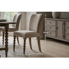 Gallery Direct Artisan Limewash Oak Linen Dining Chair with Bobbin Detail (Pair)