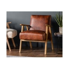 Gallery Direct Neyland Vintage Brown Leather Armchair
