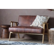 Gallery Direct Neyland Vintage Brown Leather 2 Seater Sofa