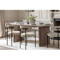 Gallery Direct Marmo Mango Wood Large Dining Table Set with Marble Top & x6 Aveley Chairs