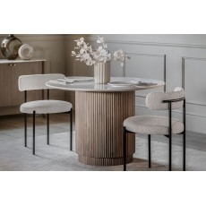 Gallery Direct Marmo Mango Wood Round Dining Table Set with Marble Top & x4 Aveley Chairs