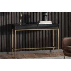 Gallery Direct Ripple Mango Wood Black & Gold 2 Drawer Console Table